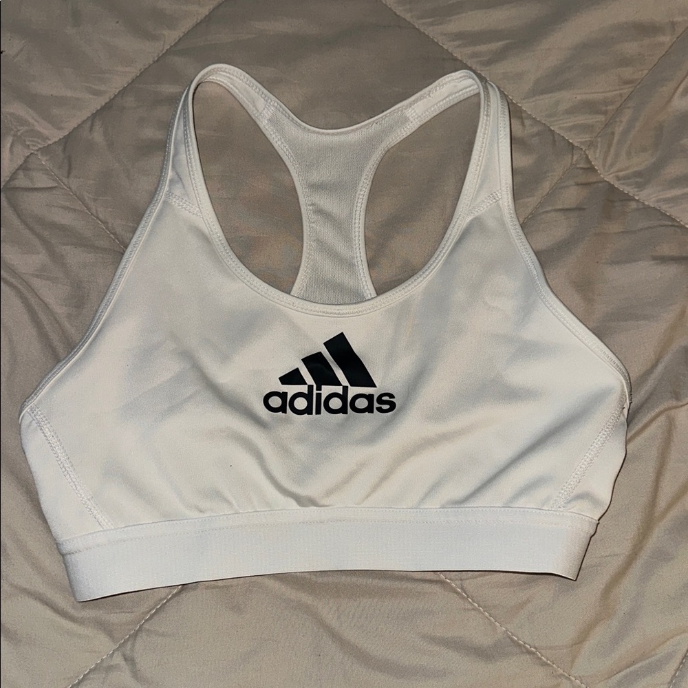 Adidas White Racerback Sports Bra